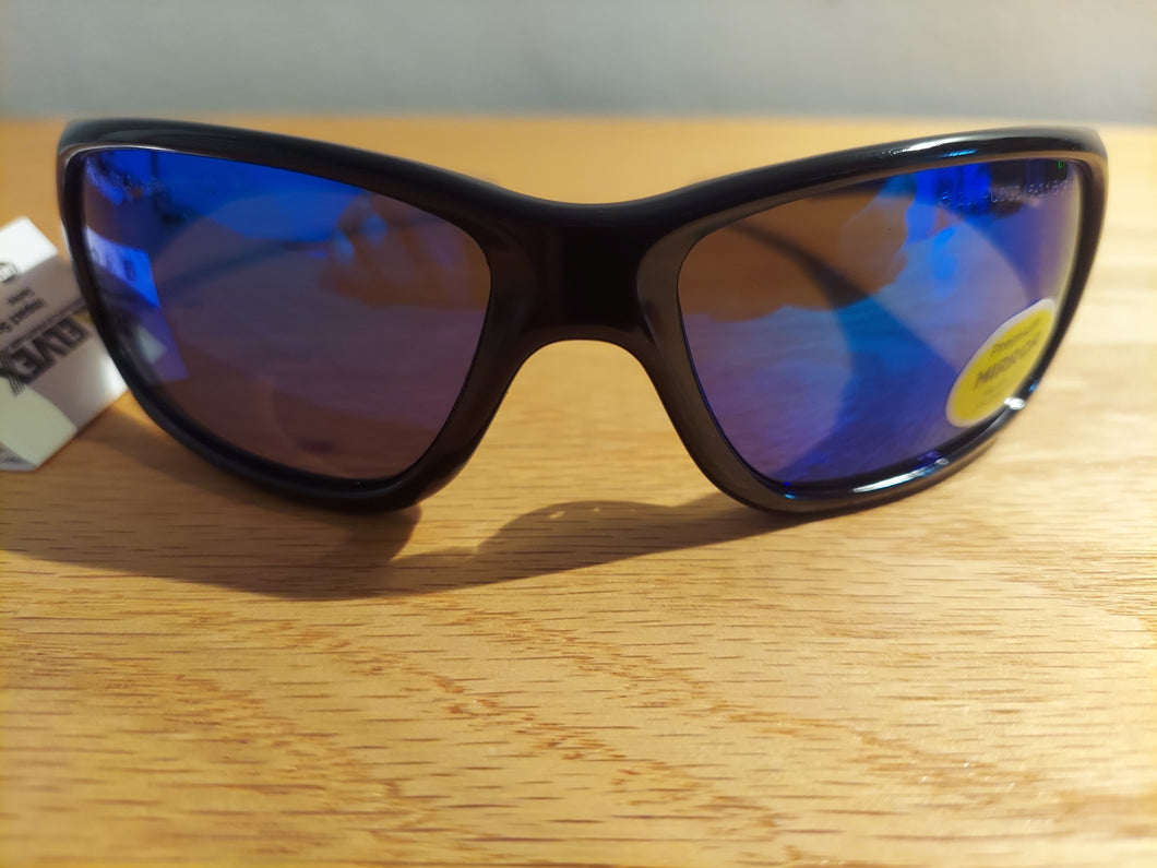 Elvex RSG100 Black Frame With Blue Mirror Impact Safety/Sunglasses