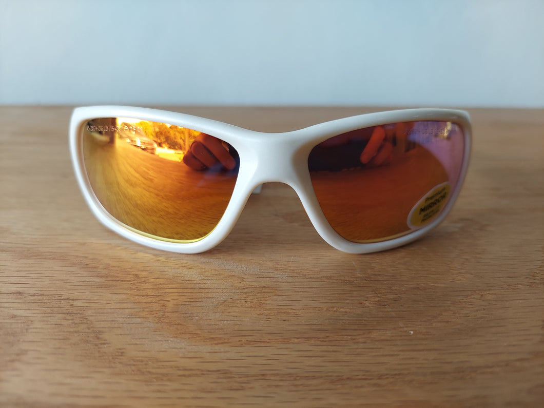 Elvex RSG101 White Frame With Orange Mirror Impact Safety/Sunglasses