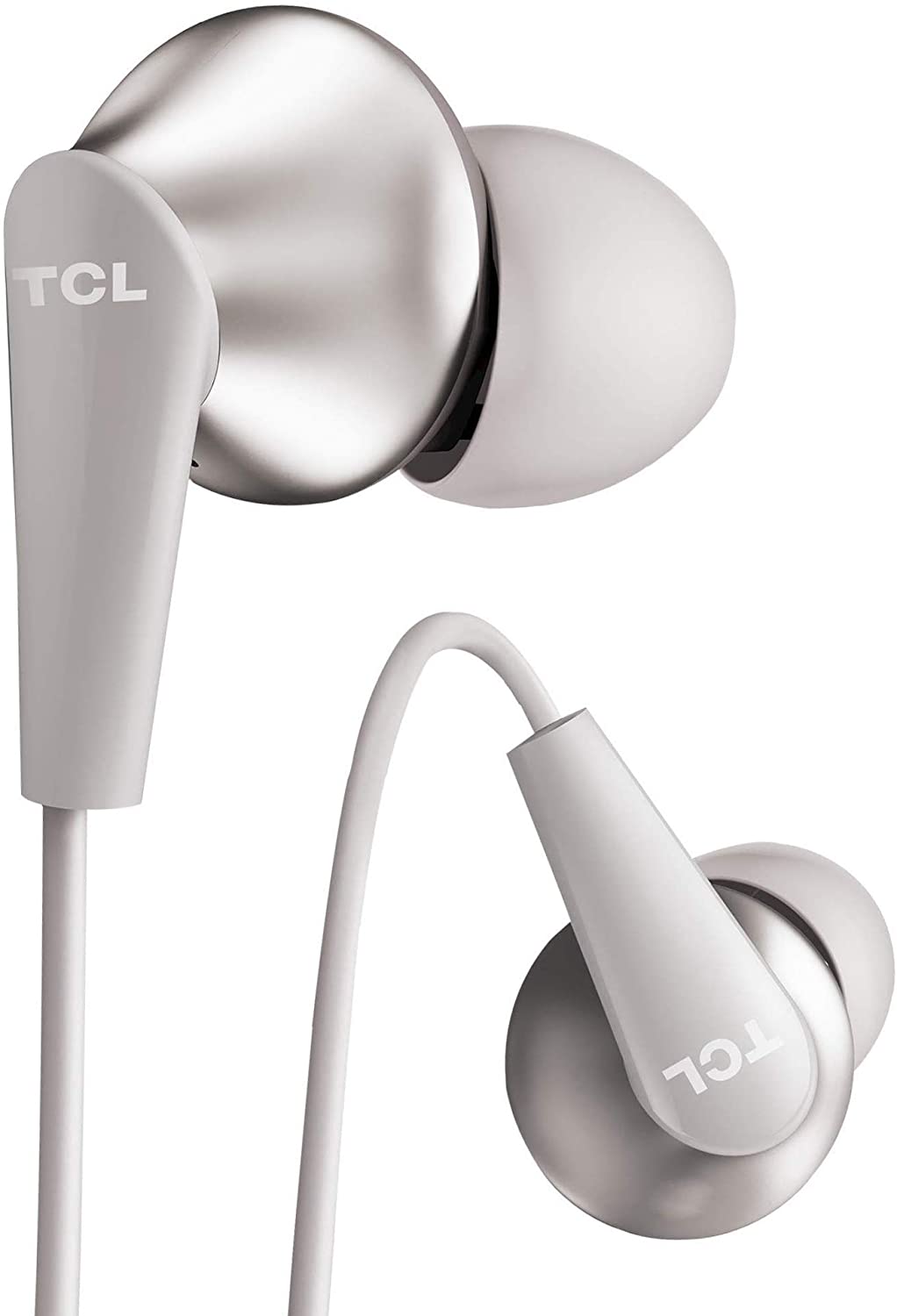 TCL ELIT300 in-Ear Earbuds Hi-Res Wired Dual Driver Headphones with Piezo Drivers and Built-in Mic – Cement Gray