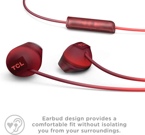 TCL SOCL200 in-Ear Earbuds Wired Headphones with 12.2mm Speaker Drivers for Rich Bass and Clear Sound, Built-in Mic - Sunset Orange, One Size