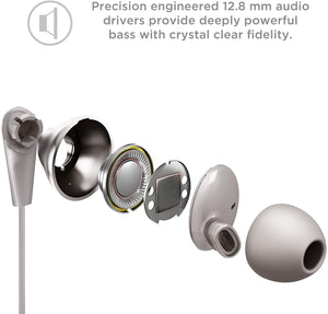 TCL ELIT300 in-Ear Earbuds Hi-Res Wired Dual Driver Headphones with Piezo Drivers and Built-in Mic – Cement Gray